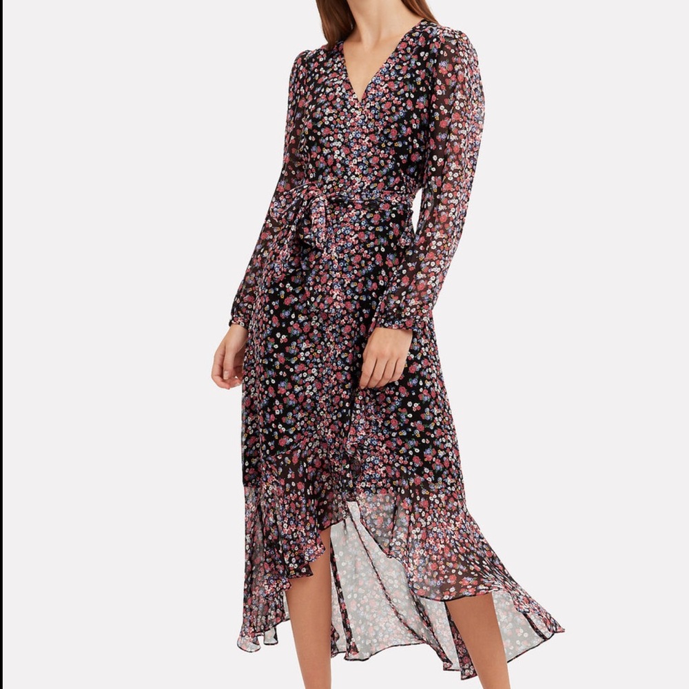 Intermix Sybil 100% silk long sleeve wrap dress. Size 8.